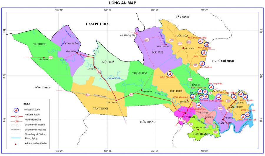 long an map province viet nam